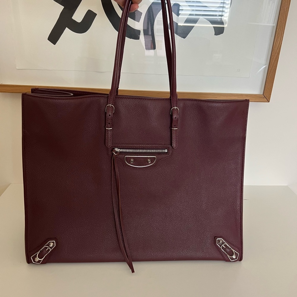 Balenciaga Burgundy Leather City Tote EXCELLENT CONDITION A4 Papier